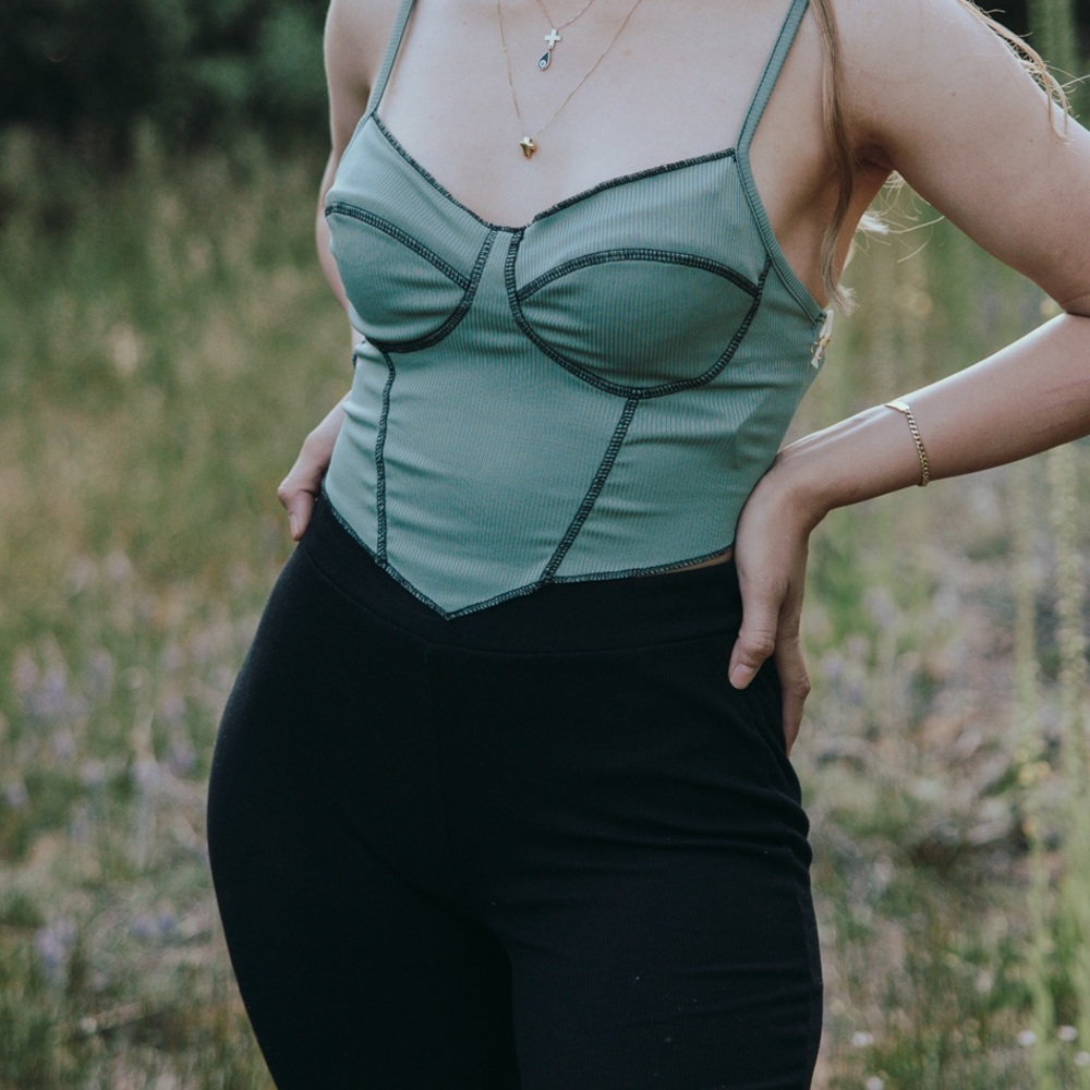 Teal corset cut crop top SIZES SMALL, MEDIUM & LARGE AVAILABLE